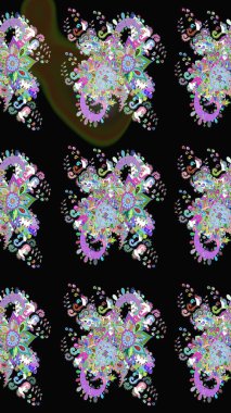 Vadinin çiçekleri siyah ve nötr renklerde. Çiçeksel çizim kalıbının çizimi.