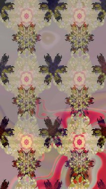 Düz Çiçek Elementleri Tasarımı. Raster illüstrasyonu. Renkli Bahar Teması eskiz kalıbı. Taslak desenli, modaya uygun kumaş deseni. Şirin çiçek elementleri..