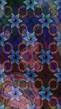 Yatak çarşafları, ceket, paket tasarımı, kumaş ve moda kavramları için tekstil baskısı. Çiçekleri, deniz kabukları, mandalaları ve suluboya efektleriyle donanma geçmişi. Çizim kalıbı etnik tasarım.