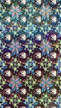 Mavi ve nötr renklerde çiçekler. El çizimi çiçekli soyut çizim kalıbı. Raster illüstrasyonu.