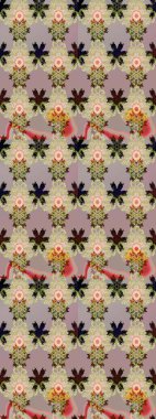 Renkli Yaz Temalı eskiz kalıbı. Güzel kumaş deseni. Raster Illustrasyon 'daki Çiçek Deseni' nin son moda çizimi. Düz Çiçek Elementleri Tasarımı.