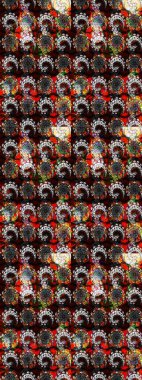 Siyah ve kahverengi çiçekli eskiz deseni, suluboya çiçek deseni, sevimli çiçek, duvar kağıdı, kart veya kumaş için fayanslı. Raster - stok.