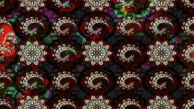 Siyah ve kahverengi renkte çiçekler. Raster illüstrasyonunda çiçek deseni çizimi.