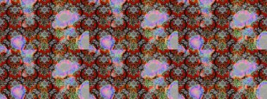 Küçük çiçekteki sevimli çiçek deseni. Gri ve kahverengi renkli yaz çiçekleri. Raster illüstrasyonu. Raster deseni.