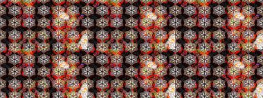 Raster düz çiçek çizim deseni. Siyah ve kahverengi renkte çiçekler. Tasarım hediye paketi, tebrik kartları, posterler ve afiş tasarımı.