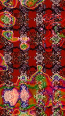 Çiçekli karalama şeklinde Raster çiçek deseni. Kırmızı ve kahverengi renkte çiçekler. Nazik, sevimli çiçek arkaplanı..