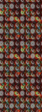 Raster illüstrasyonu. Eskiz arkaplan modeli. Suluboya, elle çizilmiş. Siyah ve kırmızı yapraklı yabani çiçekler.