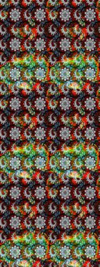 Düz Çiçek Elementleri Tasarımı. Çiçek desenli çizim. Siyah ve kırmızı renkte çiçekler. Raster illüstrasyonu. Asya tekstil tarzında. Renkli Bahar Teması çizim şablonu.