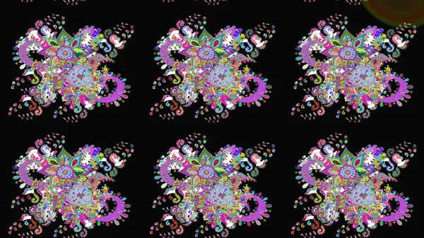 Düz Çiçek Elementleri Tasarımı. Güzel kumaş deseni. Raster illüstrasyonundaki çiçek desenli çizim. Renkli Bahar Teması çizim şablonu.