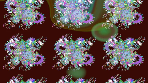 Güzel kumaş deseni. Düz Çiçek Elementleri Tasarımı. Renkli Bahar Teması eskiz kalıbı. Raster illüstrasyonunda çiçek deseni çizimi.