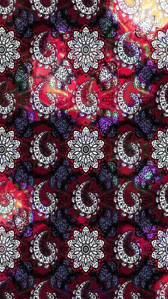 Eski usul. Kumaş, tekstil, duvar kağıdı baskısı için. Miles Fleur, süslü püslü bir süs. Eskiz geçmişi. Raster illüstrasyonu. Tomurcukları papatya çiçekleri olan sevimli bir çiçek deseni..