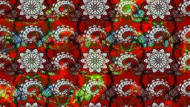 Eskiz arkaplan modeli. Çiçekler kırmızı ve kahverengi üzerine. Raster hisseleri. Suluboya, elle çizilmiş.