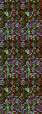 Yeşil ve gri renkli çiçekler. Düz Çiçek Elementleri Tasarımı. Renkli Yaz Temalı eskiz kalıbı. Raster illüstrasyonunda çiçek deseni çizimi.