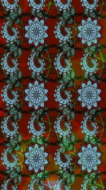 Mavi ve kahverengi renkte çiçekler. Raster illüstrasyonunda çiçek deseni çizimi.