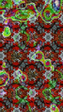 Düz Çiçek Elementleri Tasarımı. Chichi 'nin kumaş kalıbını çiz. Raster illüstrasyonu. Renkli Bahar Teması eskiz kalıbı. Çiçek deseni.