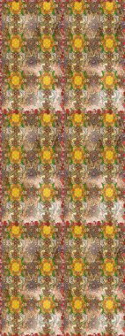 Çiçek desenli eskiz. Kahverengi ve bej renkli çiçekler. Tişört baskısı için çiçek boyama rasteriName.