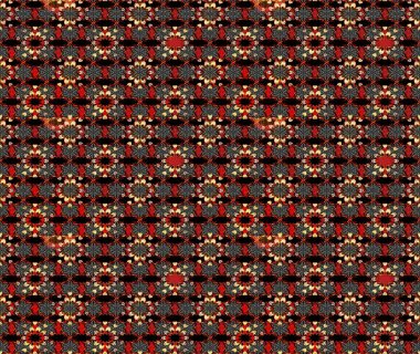 Siyah ve kırmızı renkte güzel çiçekler, suluboya desenli, duvar kağıdı, kart ya da kumaş için fayanslı eskizler. Raster..