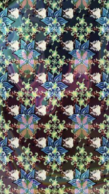 Tropik çiçek desenleri. Raster illüstrasyonu. Mavi ve kahverengi renkte çiçekler.