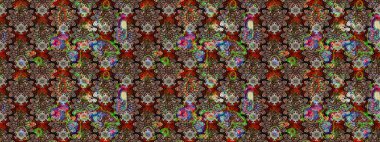 Çocuk stili. Renkli Bahar Teması eskiz kalıbı. Düz Çiçek Elementleri Tasarımı. Çiçekli çizim raster arkaplanı.