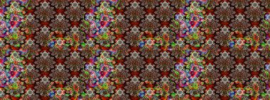 Kahverengi ve siyah renkler. El çizimi, soyut ve süslü elementler. Suluboya resim taklit Raster çizimi. Yaz çiçekleri teması. Klasik çiçekler..