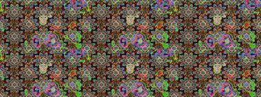 Gri ve nötr renkte çiçekler. Raster Illustrasyon 'daki Çiçek Deseni' nin son moda çizimi. Düz Çiçek Elementleri Tasarımı. Renkli Yaz Teması çizim şablonu.