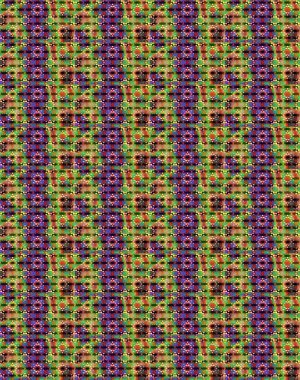 Küçük çiçekteki sevimli çiçek deseni. Raster illüstrasyonu. Yeşil ve kahverengi renkte çiçekler.