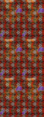 Raster illüstrasyonu. Kahverengi ve kırmızı renklere karalamalar çizilmiş çiçek deseni.