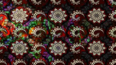 Siyah ve kahverengi renklerde. Raster illüstrasyonu. Soyut çiçek çizim kalıbı arka planı. Raster deseni. Küçük çiçekte sevimli çiçek deseni var..