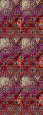 Arkaplan dokusu, duvar kağıdı, kahverengi ve kırmızı renkli çiçek teması. Kabile sanatı boho baskısı, klasik çiçek arkaplanı. Soyut etnik raster çizim kalıbı.