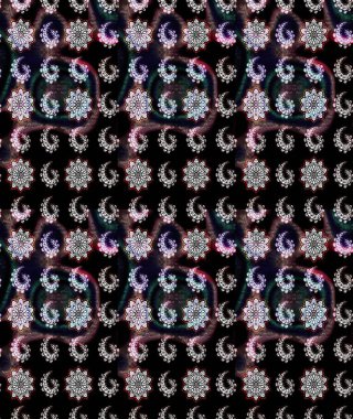 Raster Çiçek İllüstrasyonu 'nun şirin tekstili. Siyah ve gri renkte etnik çiçeklerle süslenmiş zarif bir eskiz..