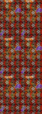 Raster illüstrasyonu. Kahverengi ve kırmızı renklere karalamalar çizilmiş çiçek deseni.