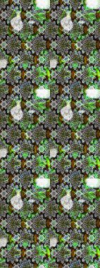 Millefleur 'lar. Küçük gri ve yeşil renkte güzel bir besin torbası deseni, çiçekler. Tekstil, kumaş, kapaklar, duvar kağıtları, baskı, paket, koleksiyon defteri, örgü, dekupaj için çiçek arkaplanı..