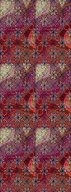 Arkaplan dokusu, duvar kağıdı, kahverengi ve kırmızı renkli çiçek teması. Kabile sanatı boho baskısı, klasik çiçek arkaplanı. Soyut etnik raster çizim kalıbı.