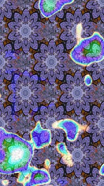 Çiçekli karalama şeklinde Raster çiçek deseni. Mor ve mavi renkte çiçekler. Nazik, sevimli çiçek arkaplanı..