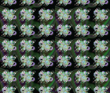 Çiçekli çiçek deseni, suluboya. Düz Çiçek Elementleri Tasarım Raster illüstrasyonu. Yeşil ve siyah renkte çiçekler. Renkli Bahar Teması çizim kalıbı..