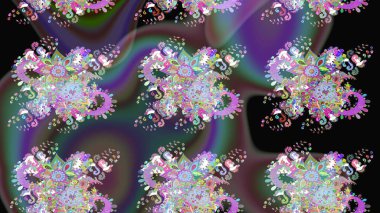 Yumuşak, yaz çiçekli arka plan. Çiçekli karalama şeklinde Raster çiçek deseni. Mor ve siyah renkte çiçekler.