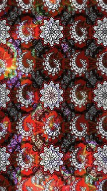 Raster Illustrasyon 'daki Çiçek Deseni' nin son moda çizimi. Düz Çiçek Elementleri Tasarımı. Renkli Yaz Temalı eskiz kalıbı. Güzel kumaş deseni.