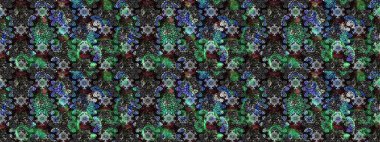 Vadinin çiçekleri siyah ve gri renklerde. Çiçeksel çizim kalıbının çizimi.