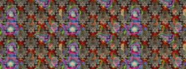 Eskiz arkaplan modeli. Yapraklı çiçekler ve kır ve doğal renklerde papatya çiçekleri. Raster - stok.