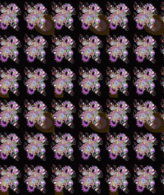 El çizimi Raster çizimi. Çizim çiçek deseni duvar kağıdı, web sitesi arka planı, ambalaj kağıdı, davetiye, broşür, afiş veya web sitesi için kullanılabilir. Parlak elementlerin.