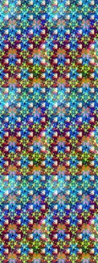 Mavi ve yeşil renkli çiçekler. Raster illüstrasyonu. Robot resim. Şirin çiçek elementleri..