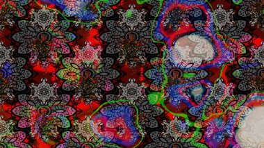 Raster illüstrasyonu. Siyah ve gri renkte yaprakları olan yabani çiçekler. Suluboya, elle çizilmiş. Taslak arkaplan deseni.