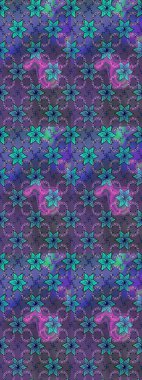 Raster çiçek izi. Klasik taslak çizimi. Çiçekli menekşe ve mavi çizim deseni. Raster Yumuşak kumaş deseni.