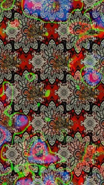 Güzel kumaş deseni. Karalama çiçeği. Renkli Bahar Teması eskiz kalıbı. Zentangle soyut çiçekleri. Raster illüstrasyonu. Düz Çiçek Elementleri Tasarımı.
