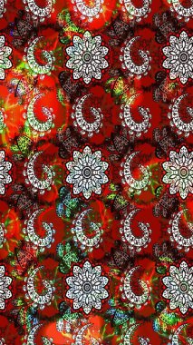 Çiçekli karalama şeklinde Raster çiçek deseni. Nazikçe, güzel çiçek arkaplanı. Kırmızı ve kahverengi renkte çiçekler.