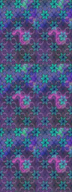 Raster çiçek izi. Klasik taslak çizimi. Çiçekli menekşe ve mavi çizim deseni. Raster Yumuşak kumaş deseni.