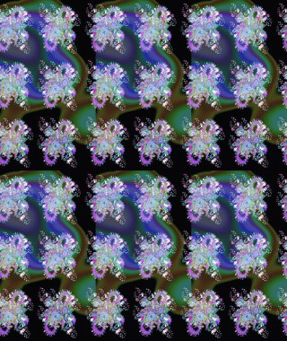 Küçük çiçekte güzel bir desen. Motley illüstrasyonu. Siyah ve mavi çiçekli bahar çiçekleri. Küçük renkli çiçekler. Moda baskıları için zarif bir şablon.