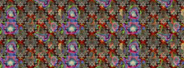 Raster - stok. Eskiz arkaplan modeli. Yapraklı çiçekler ve kır ve nötr renklerde papatya çiçekleri..