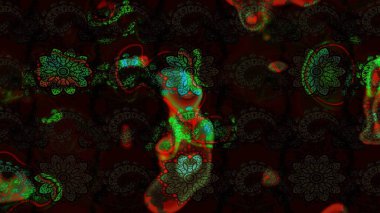 Raster deseni. Yumuşak, bahar çiçekleri siyah ve gri renklerde. Patlayan çiçekler soyut olarak yerleştirilmiş. Raster illüstrasyonu.