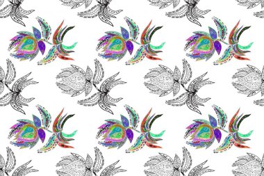 Düz Çiçek Elementleri Tasarımı. Güzel, pürüzsüz bir desen. Raster çiçekli arka plan. Güzel kumaş deseni. Renkli Yaz Temalı Kusursuz Arkaplan. Yazdır.